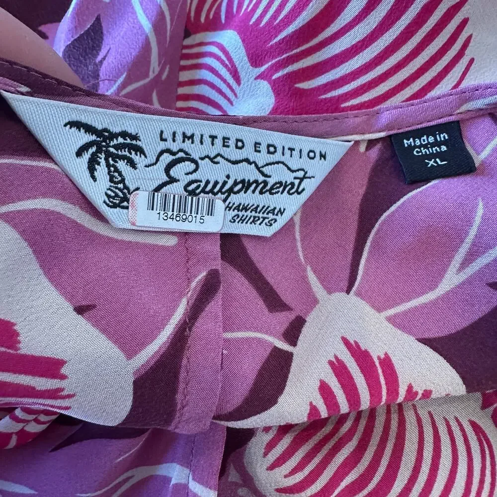 Equipment Pink Silk Midi Slip Dress Size 14 Hawaiian Vacation Designer $425 - Picture 9 of 10